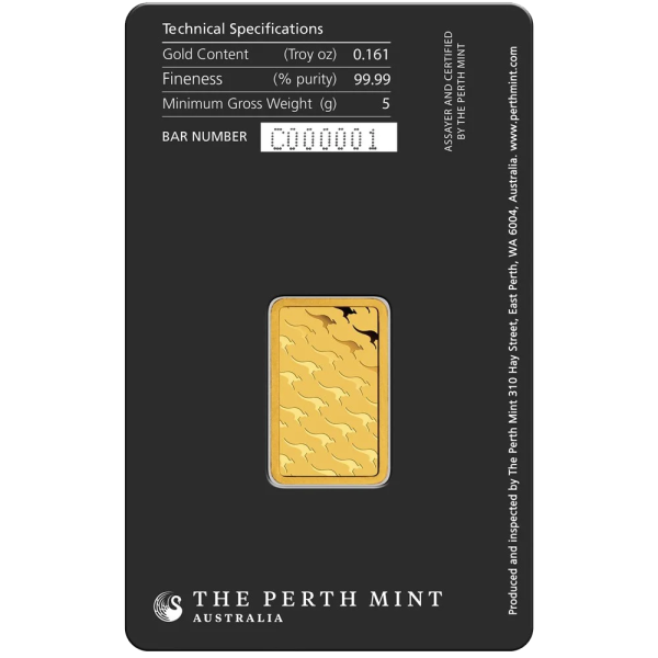 Perth Mint 5g Minted Gold Bar - 2 Week Delay