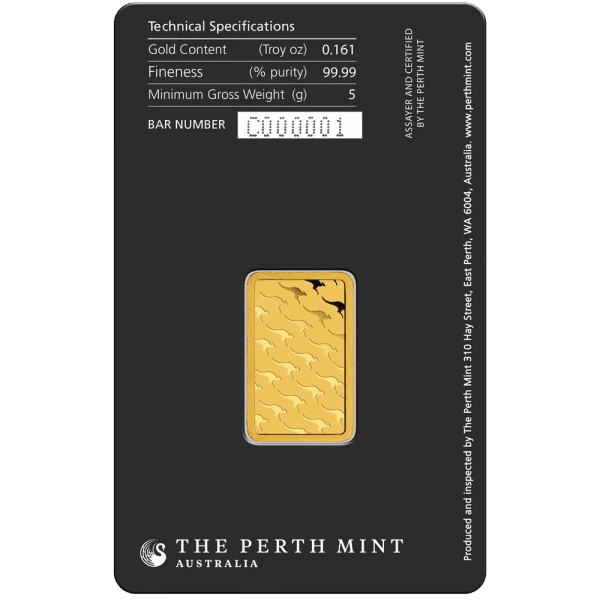 Perth Mint 5g Minted Gold Bar - 2 Week Delay