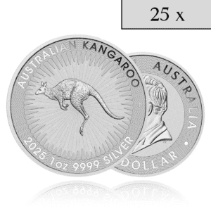 Perth Mint 1oz Silver Kangaroo Coin x 25