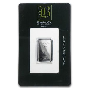Baird & Co 1/10 oz Platinum Minted Bar Baird & Co 1/10 oz Platinum Minted Bar
