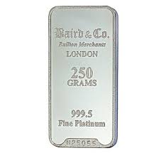Baird & Co 250g Platinum Minted Bar Baird & Co 250g Platinum Minted Bar