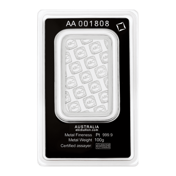 ABC 100g Platinum Minted Bar