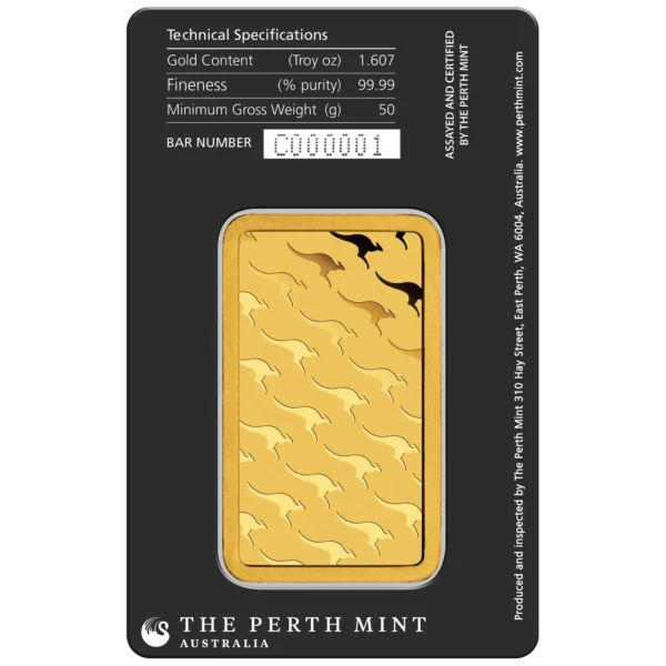 Perth Mint 50g Minted Gold Bar